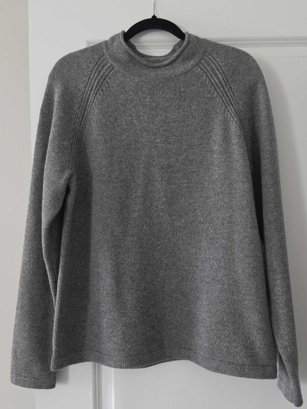 NWT VINTAGE 1988 J. Crew ORIGINAL Roll Neck Wool Sweater, Heather Gray, Size L